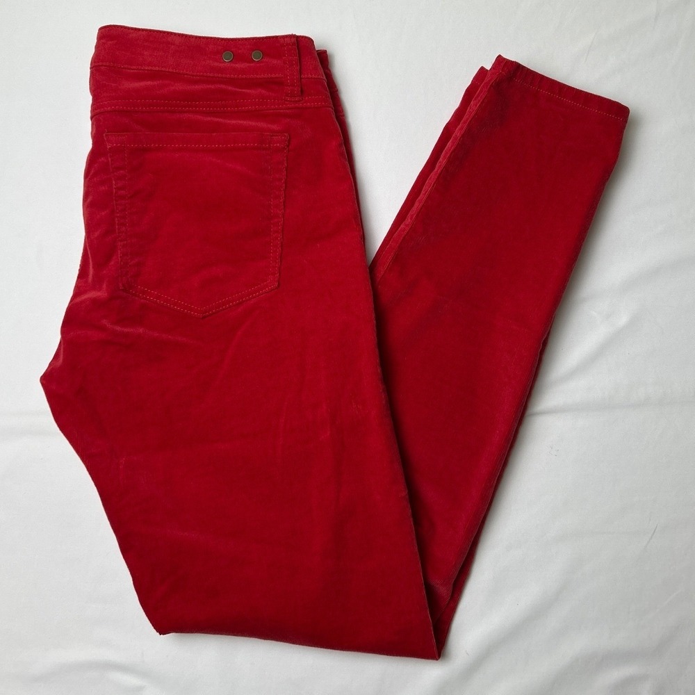 Cabi Womens Skinny Corduroy Mid Rise 5 Pocket Jeans Size 6 Red